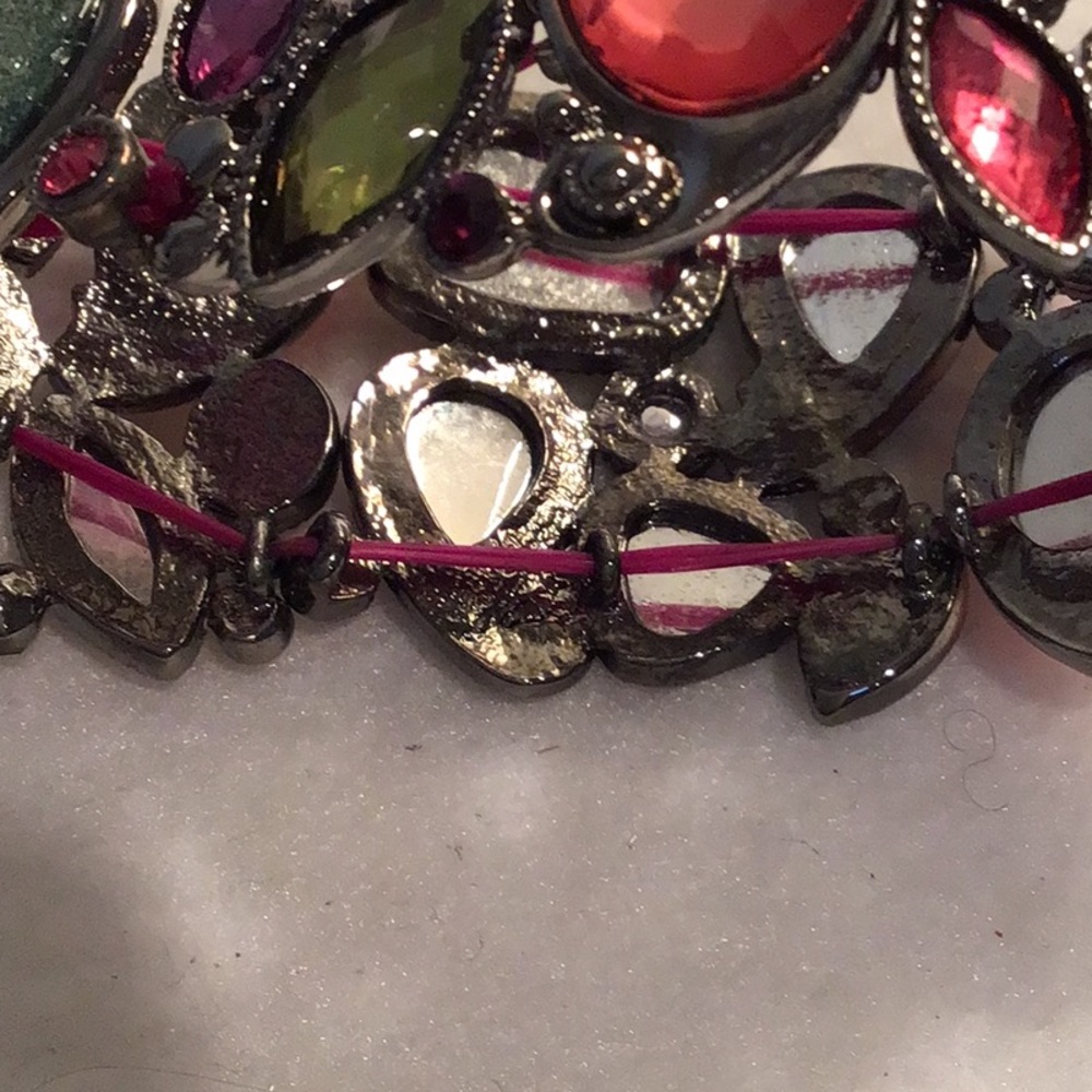 Statement Multi Colored Stone Necklace With Match… - image 4